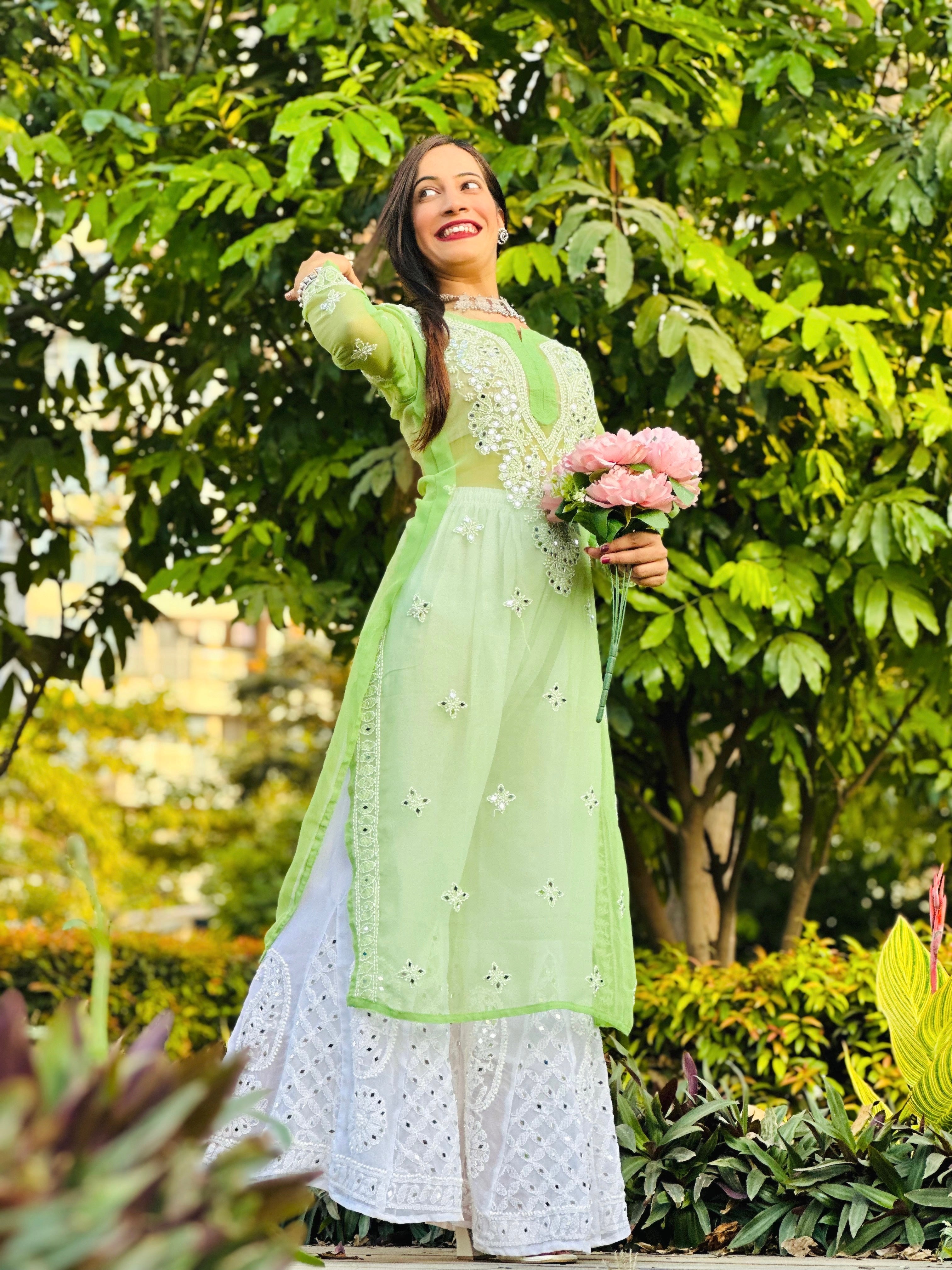 Blush Green Rooh Chikan Kurta