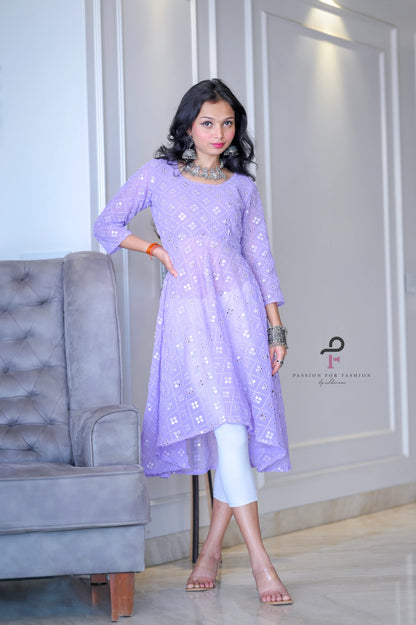 Daisy Lilac Mirror Gulnaz Kurta