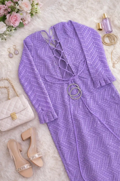 Embroidered Lilac Dori Gulnaz Kurta