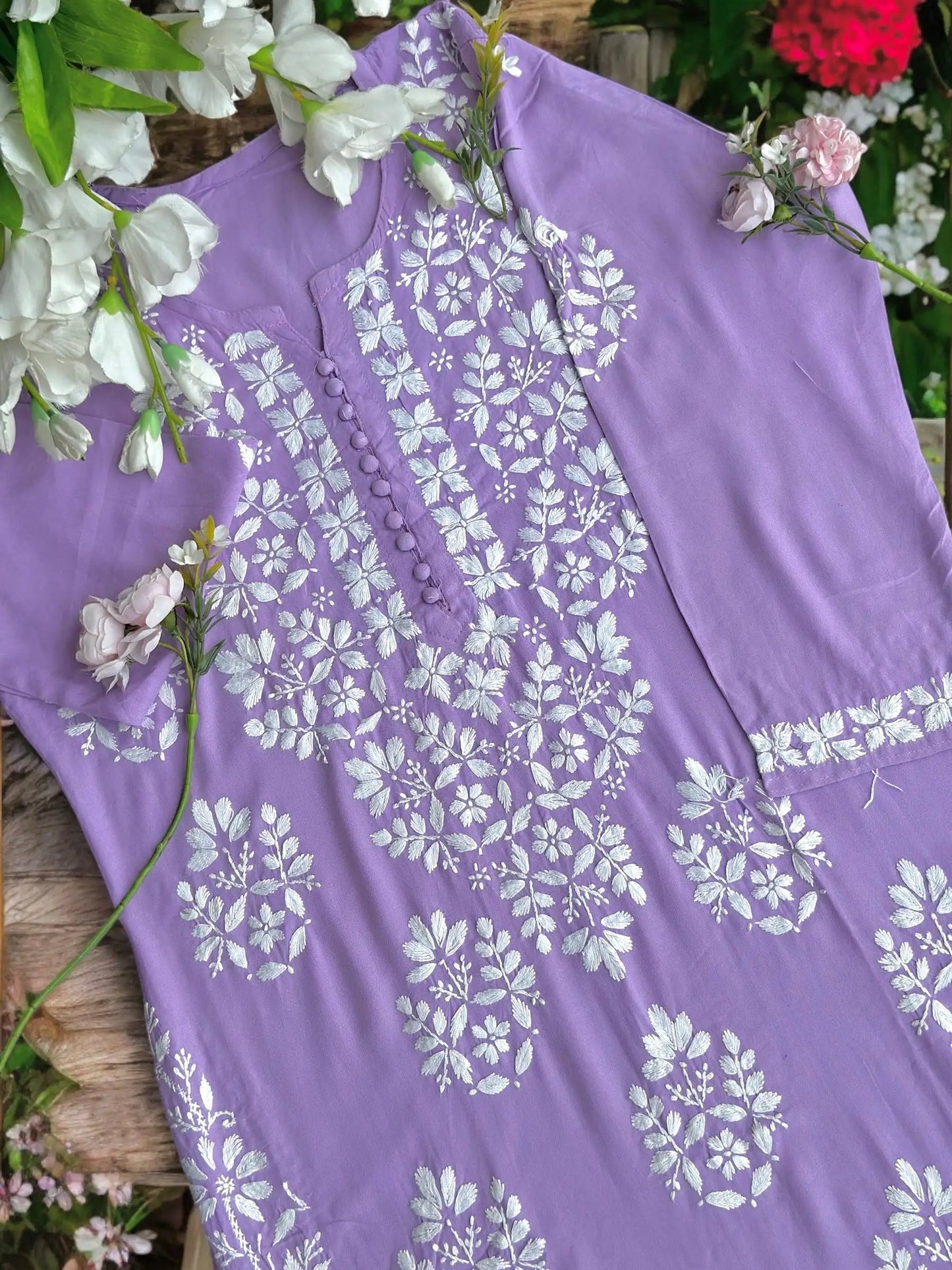 Blush Lilac Gulzar Chikan Kurta