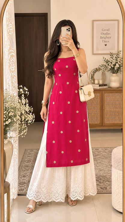 Fuchsia Pink Embroidered Gulnaz Kurta