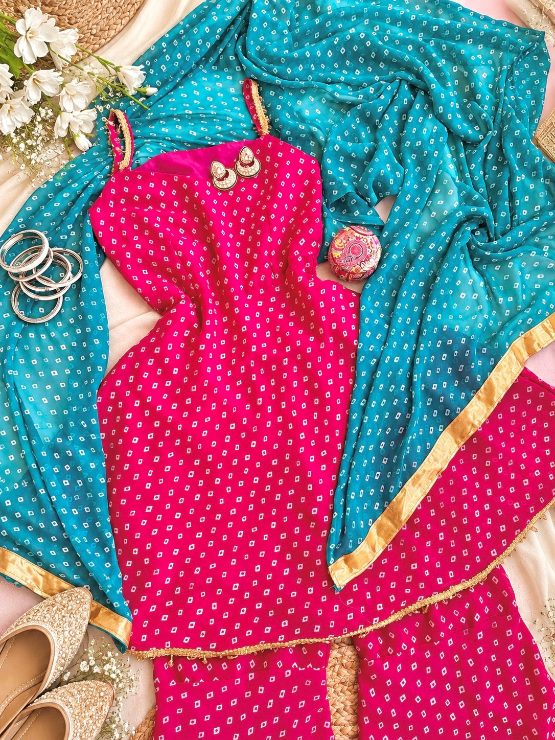 Pink Bandhej Gulnaz Meher Suit