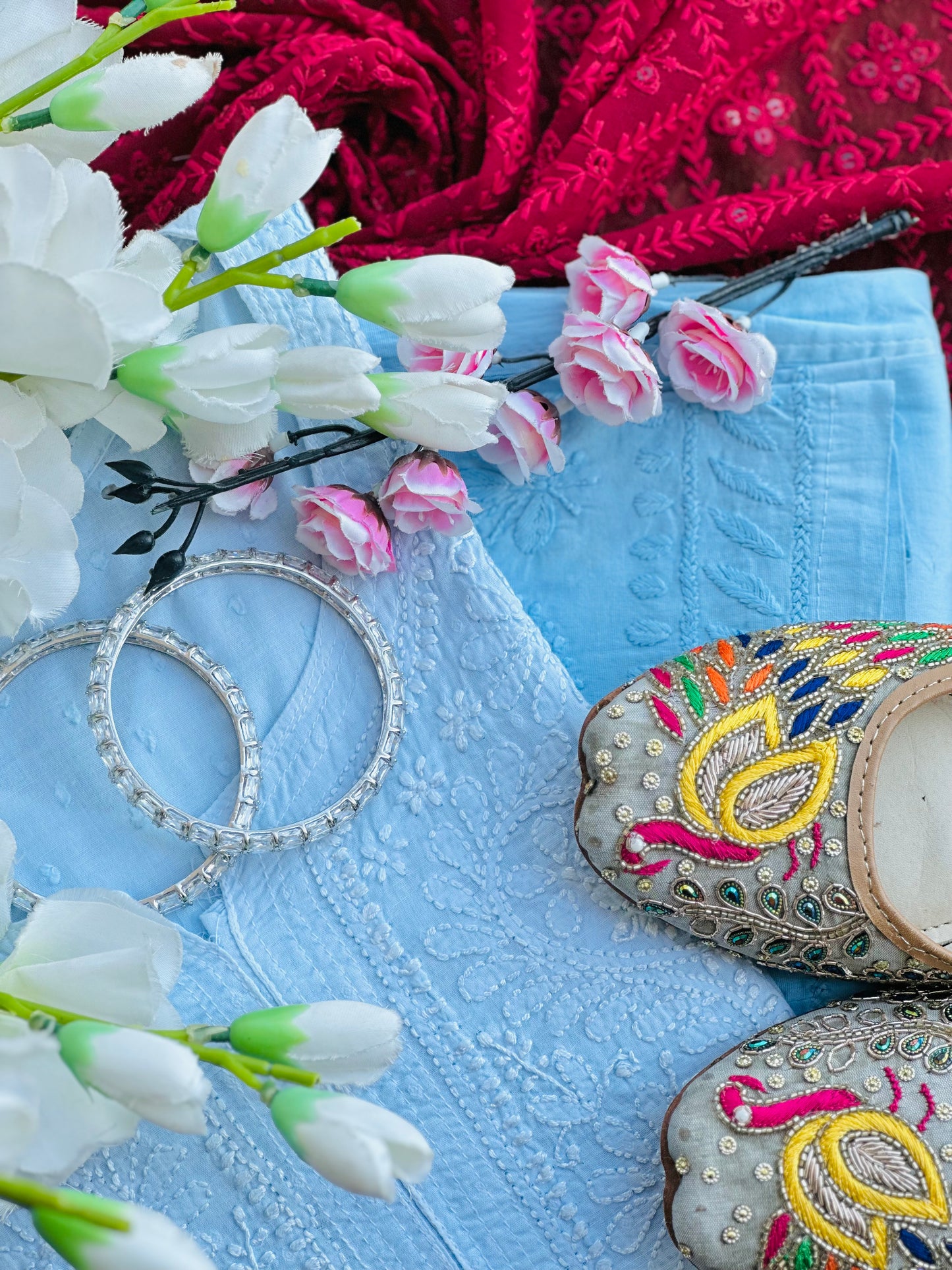 Blush Blue Chikankari Kurta Set