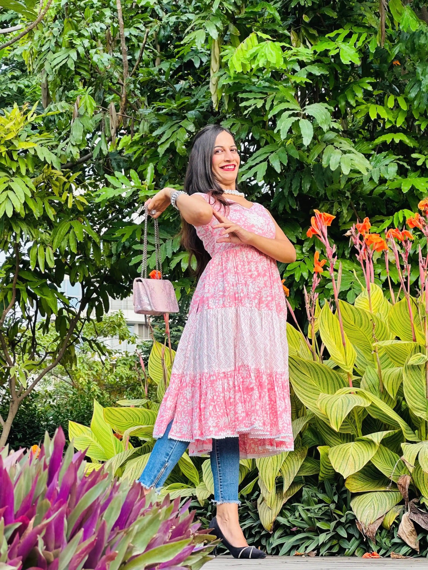 Blush Pink Tiered Frill Gulnaz Kurta