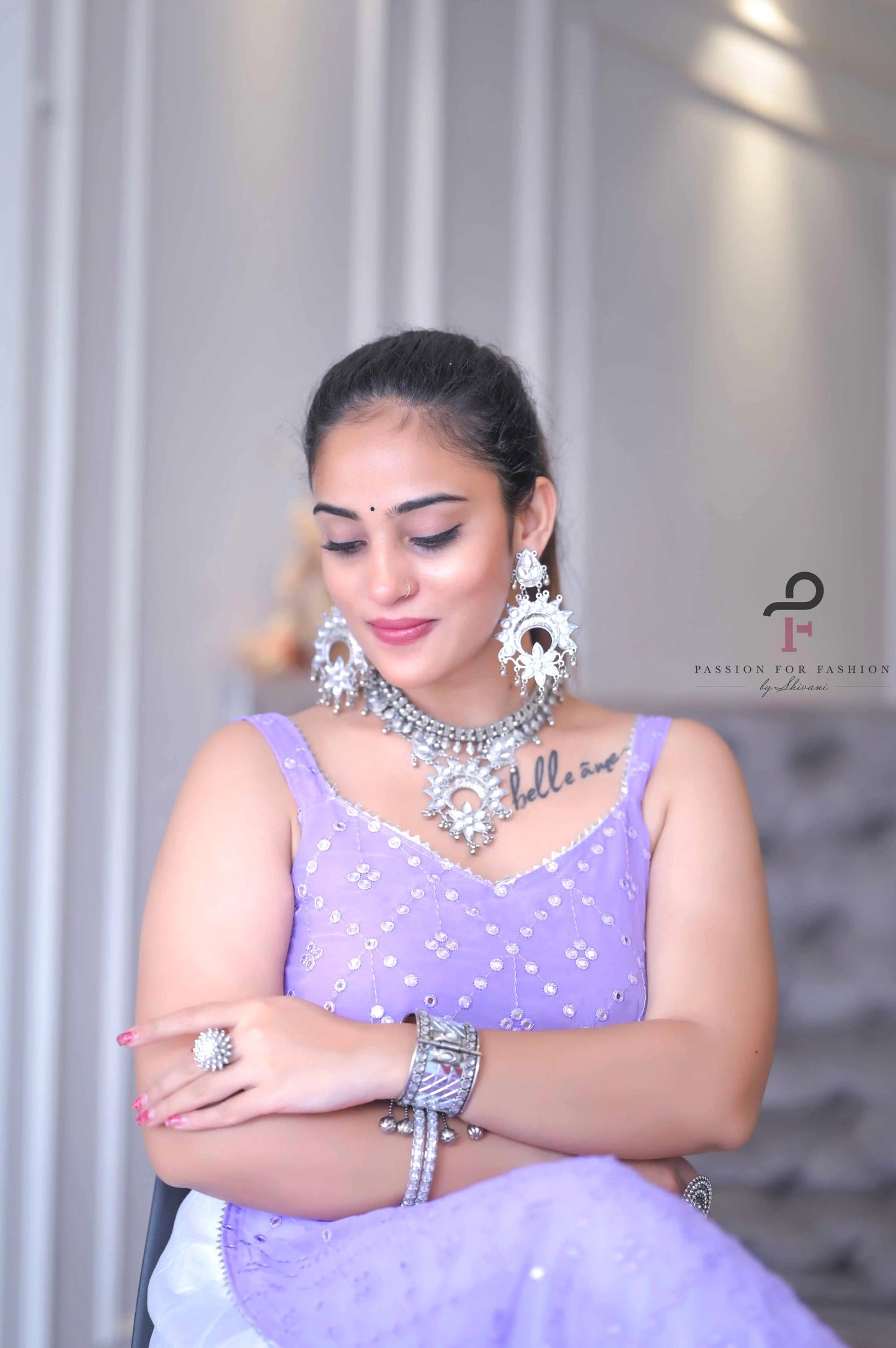 Dazzle Lilac Gulnaz Embroidered Kurta