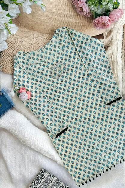 Blue Block Hand Printed Kurta