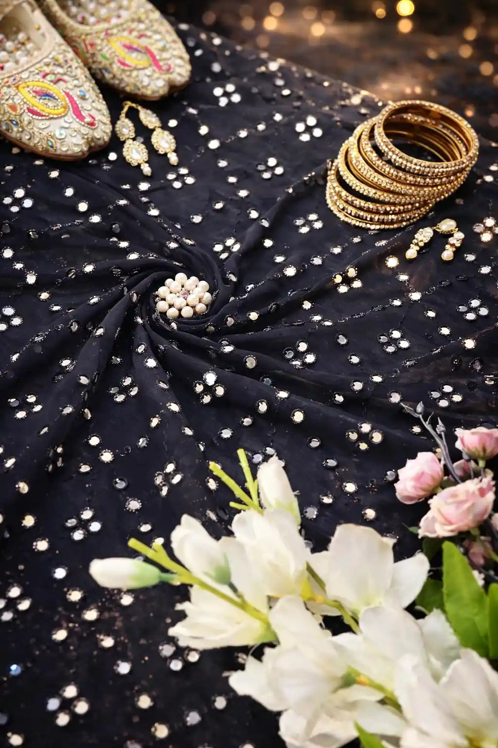 Moonlight Black Mirror Fabric Cut