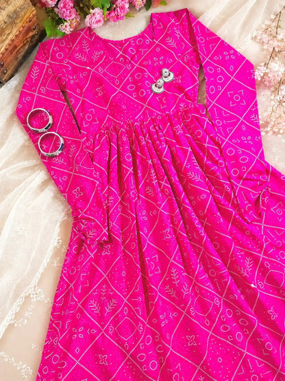 Mulmul Bandhej Jaipuri Twirl Kurta