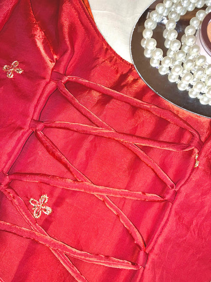 Scarlet Embroidered Motif Gulnaz Kurta