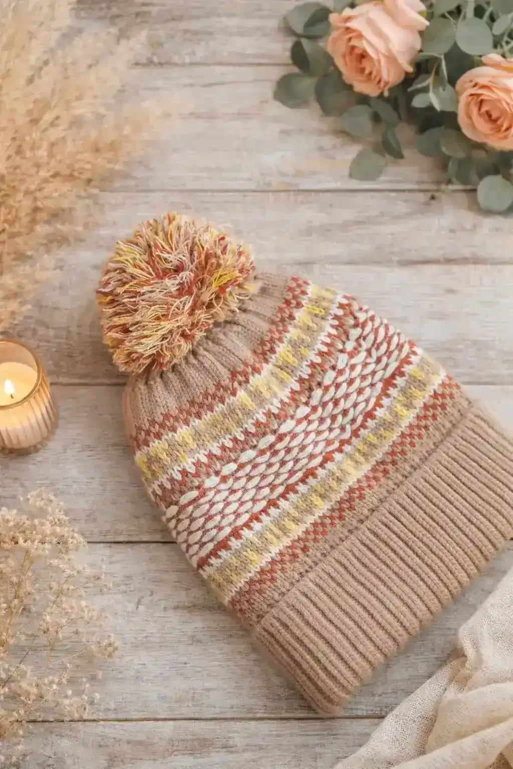 Brown Handcrafted Knitted Wool Cap