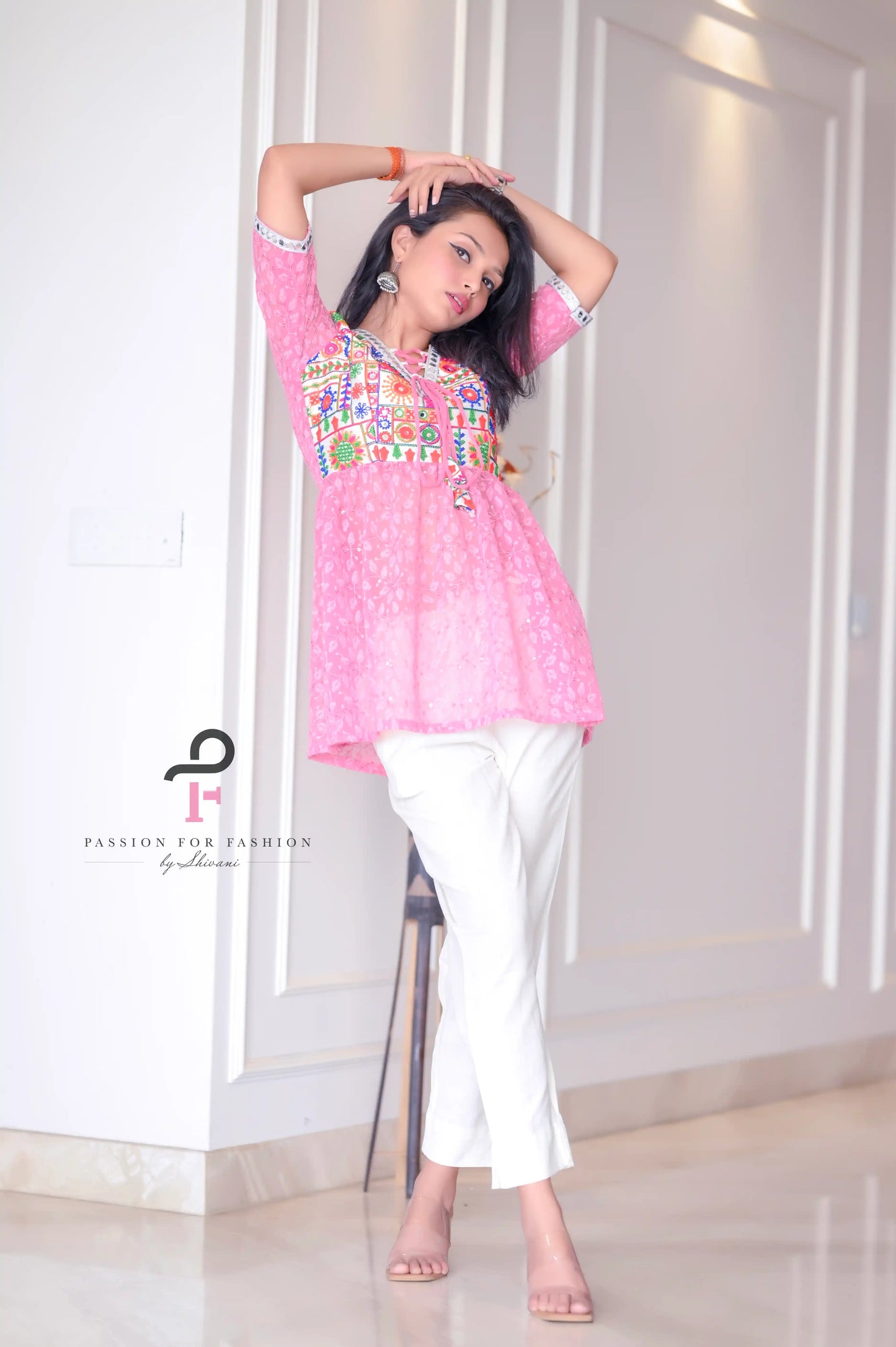 Daisy Peach Embroidered Peplum Top