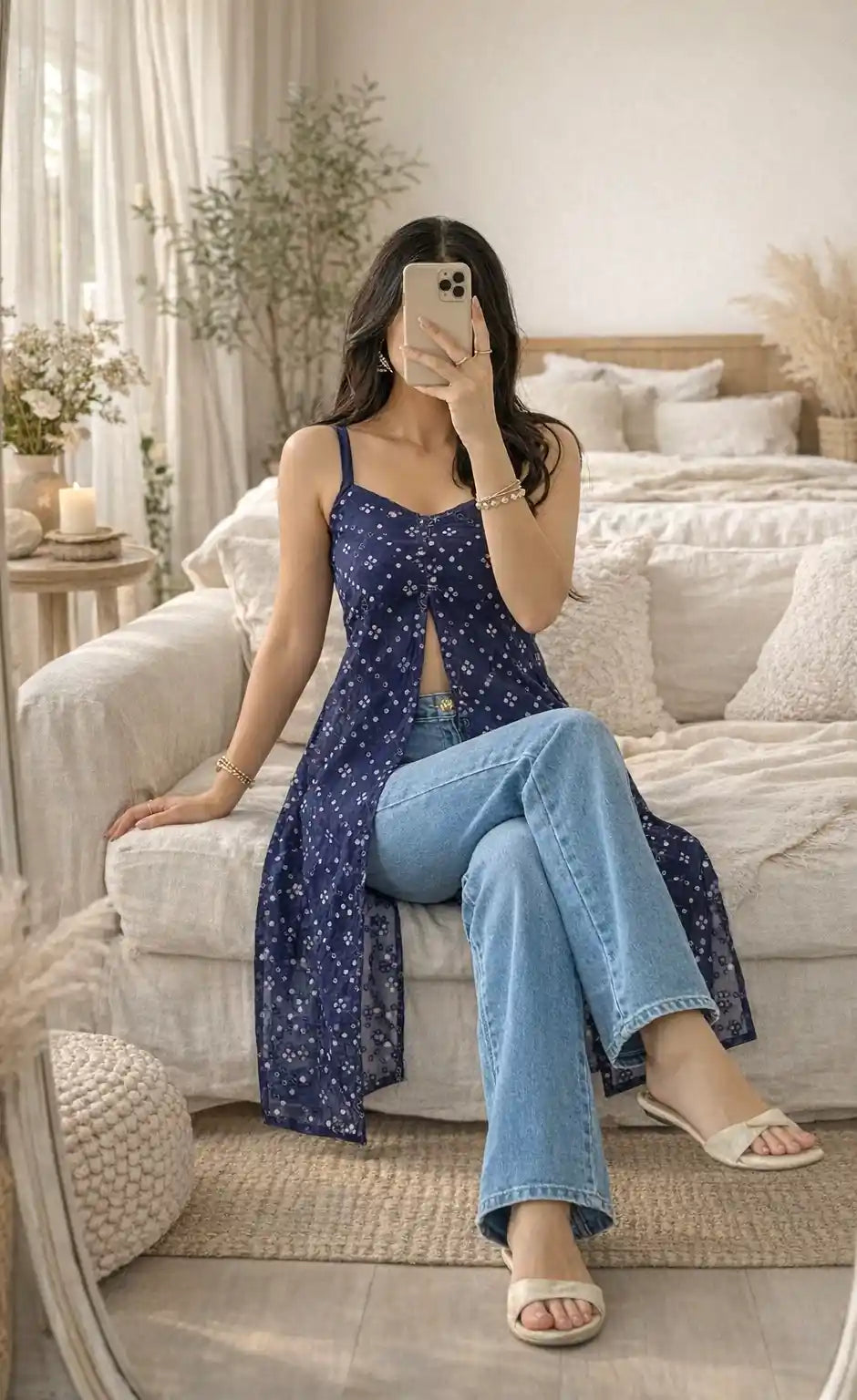 Hot Blue Mirror Gulnaz Kurta