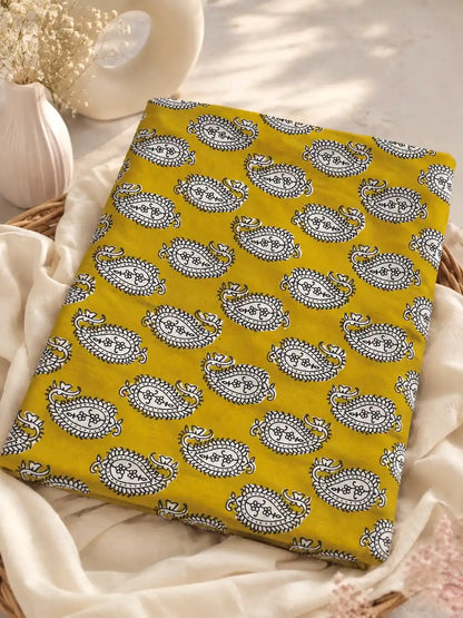 Mustard Yellow Paisley Cotton Fabric