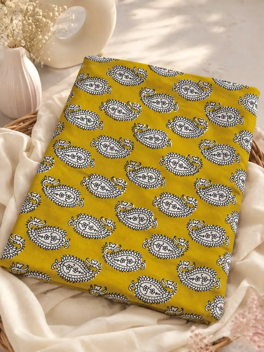 Mustard Yellow Paisley Cotton Fabric