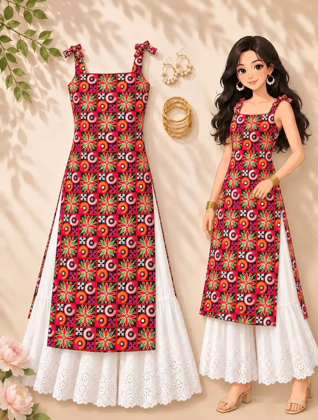 Multicolor Gamti Embroidered Gulnaz Kurta