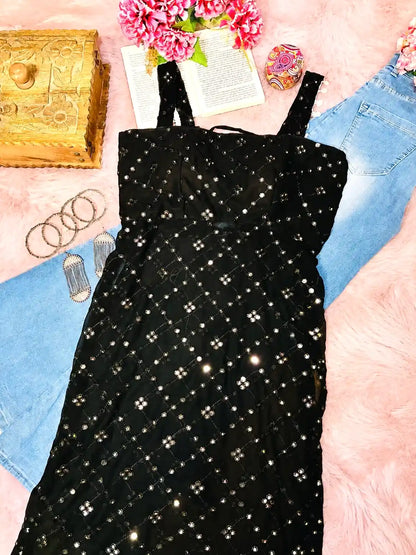 Upasna’s Black Embroidered Gulnaz Kurta