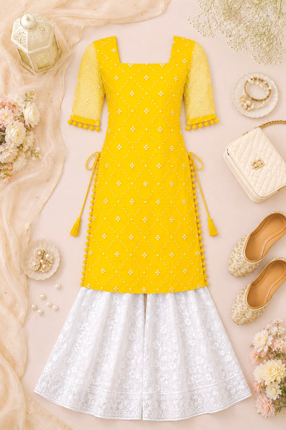 Jaaz Yellow Embroidered Gulnaz Kurta