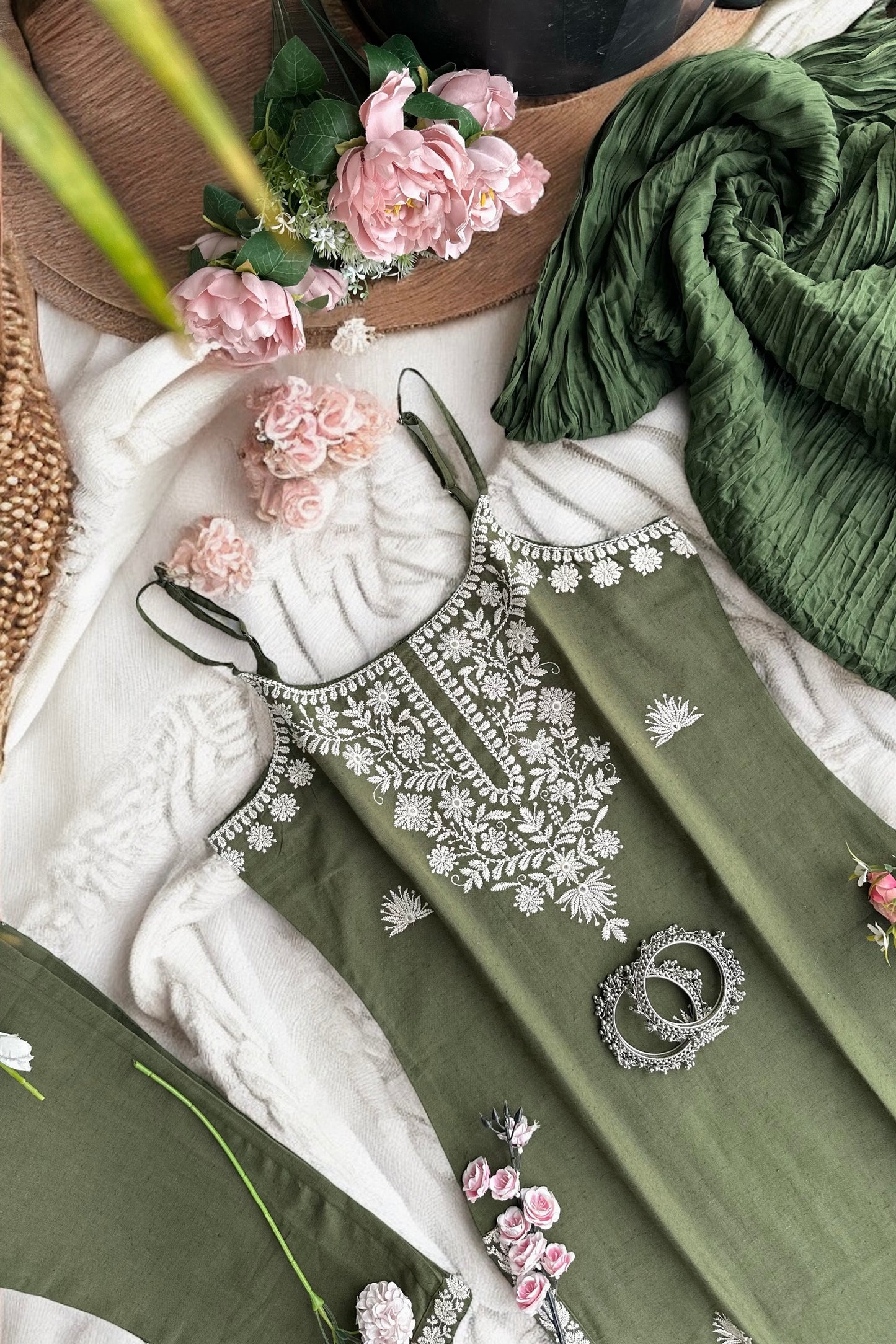 Emerald Bliss Embroidered Meher Suit