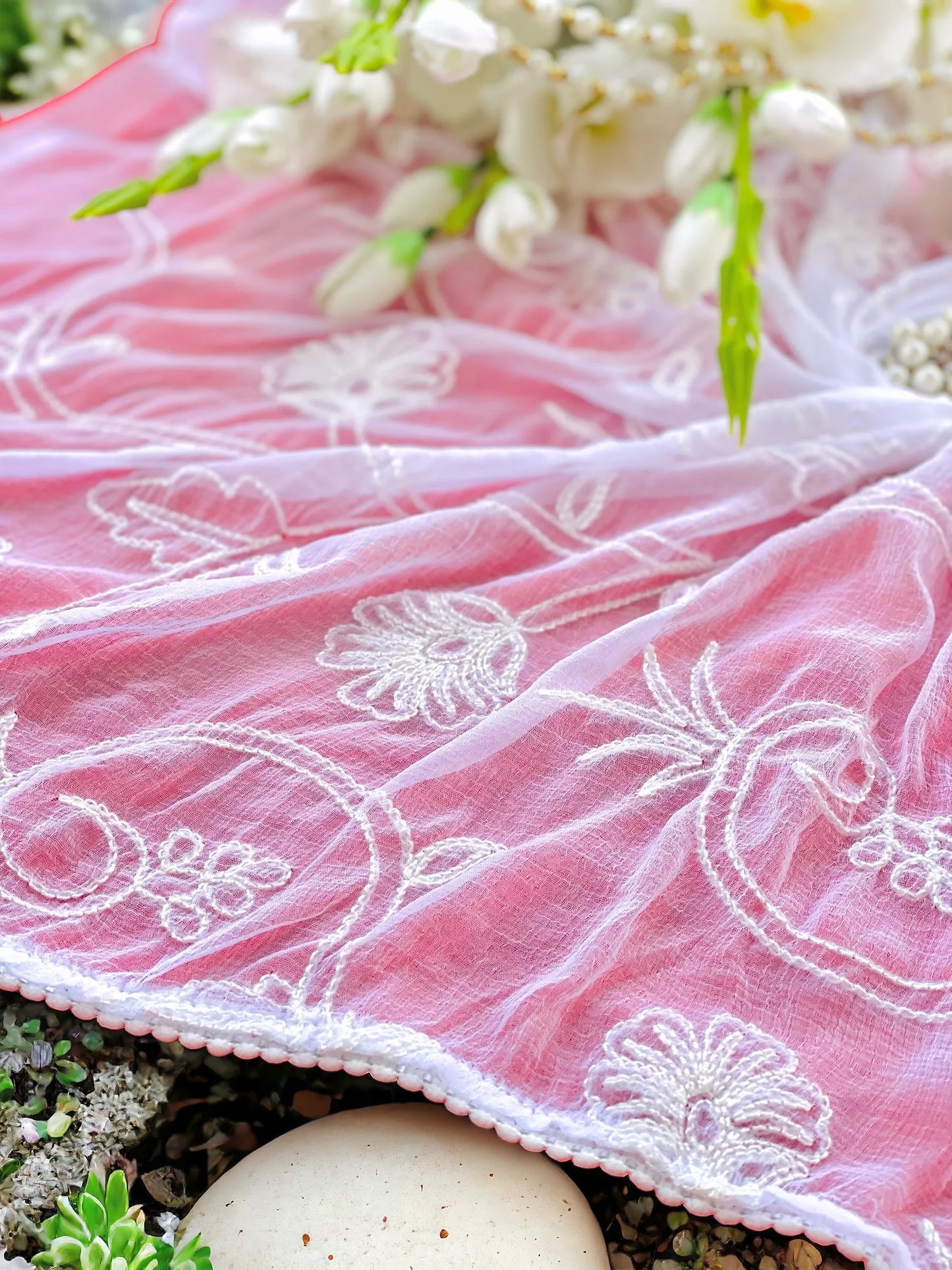 Naira Chiffon Chikankari Embroidered Dupatta