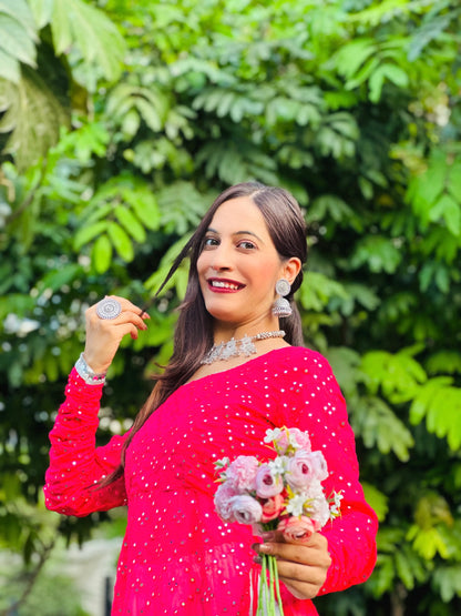 Fuchsia Pink Mirror Gulnaz Kurta