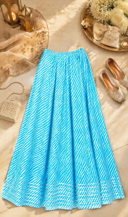 Blue Lehriya Jaipuri Skirt