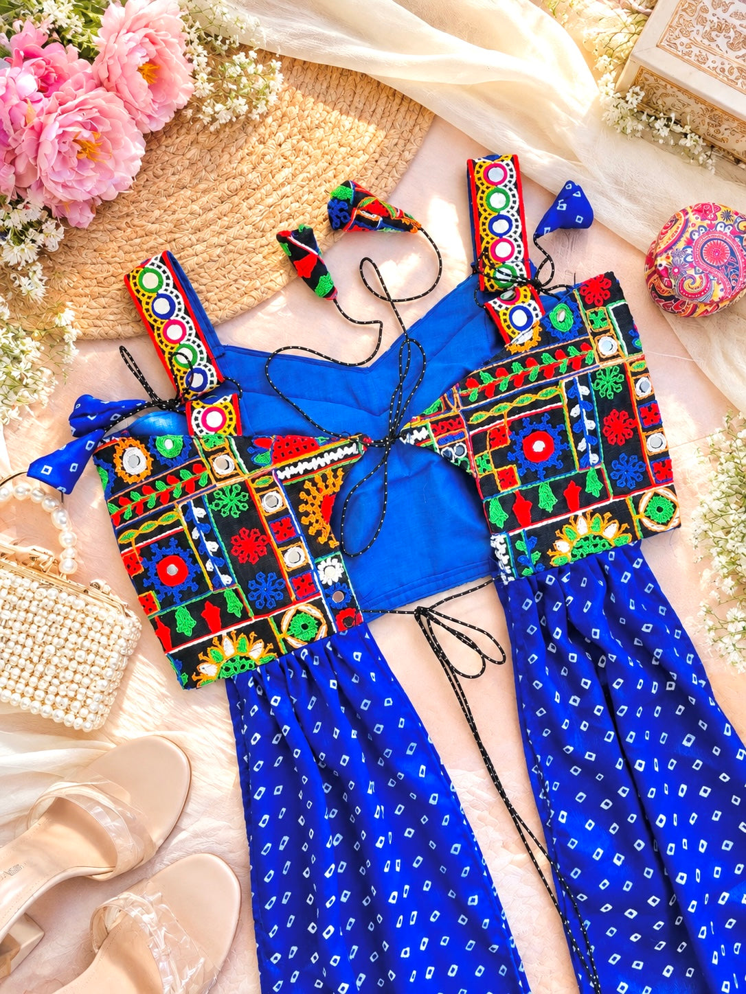Royal Blue Bandhej Gamti Gulnaz Kurta