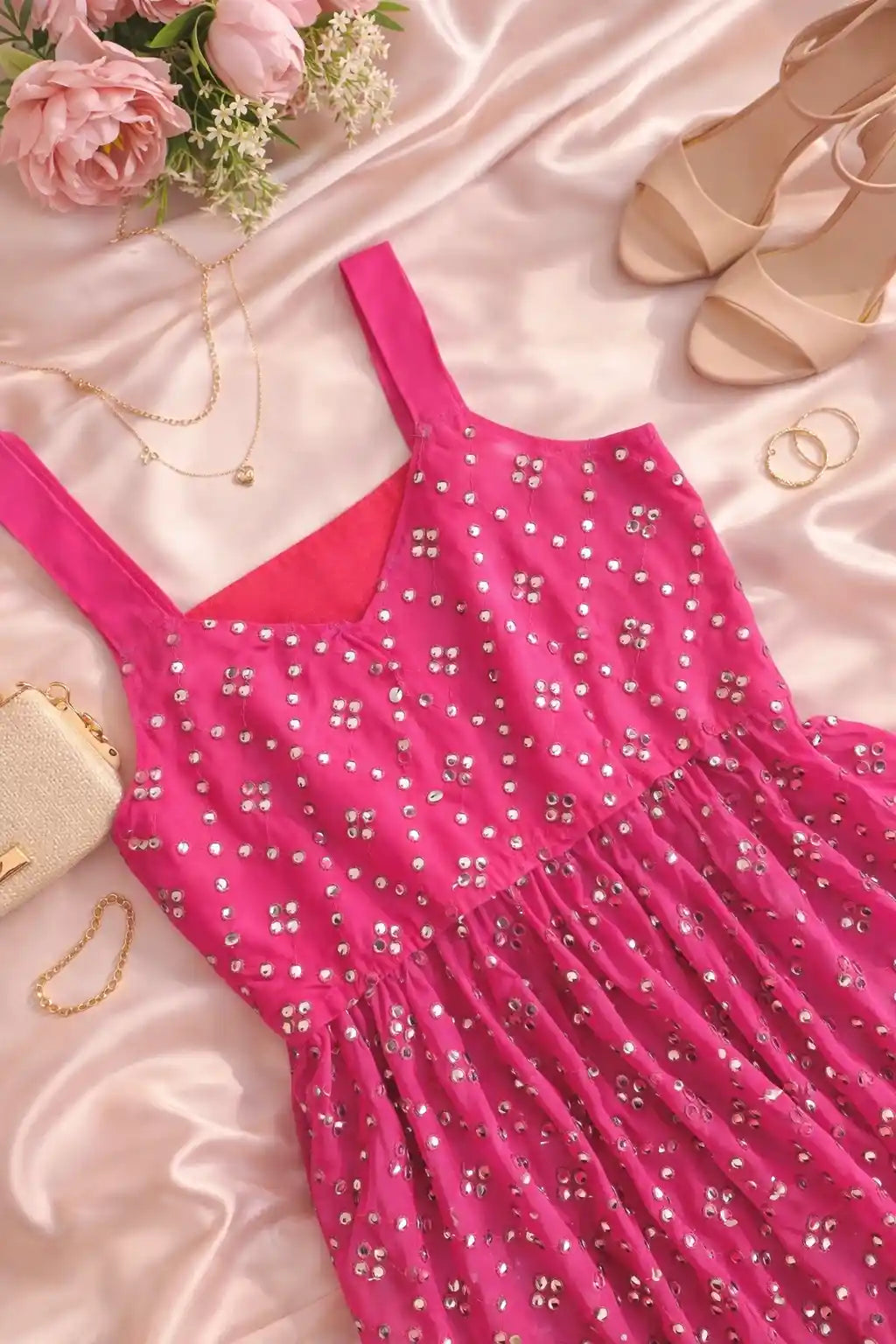 Gulnaz Peach Embellished Peplum Top