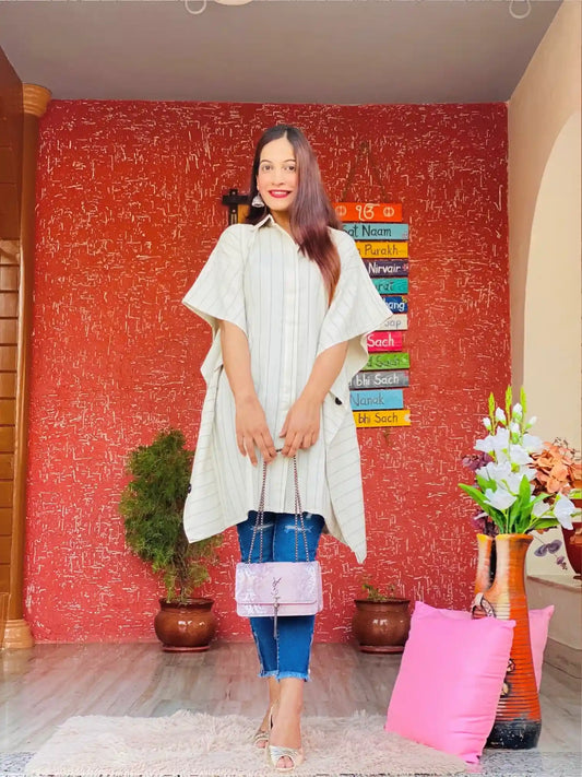 Stripe Collar Cotton Kaftan - Passion for Fashion by Shivani