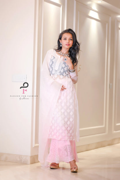 Blush Pink Nazakat Chikan Noor Set