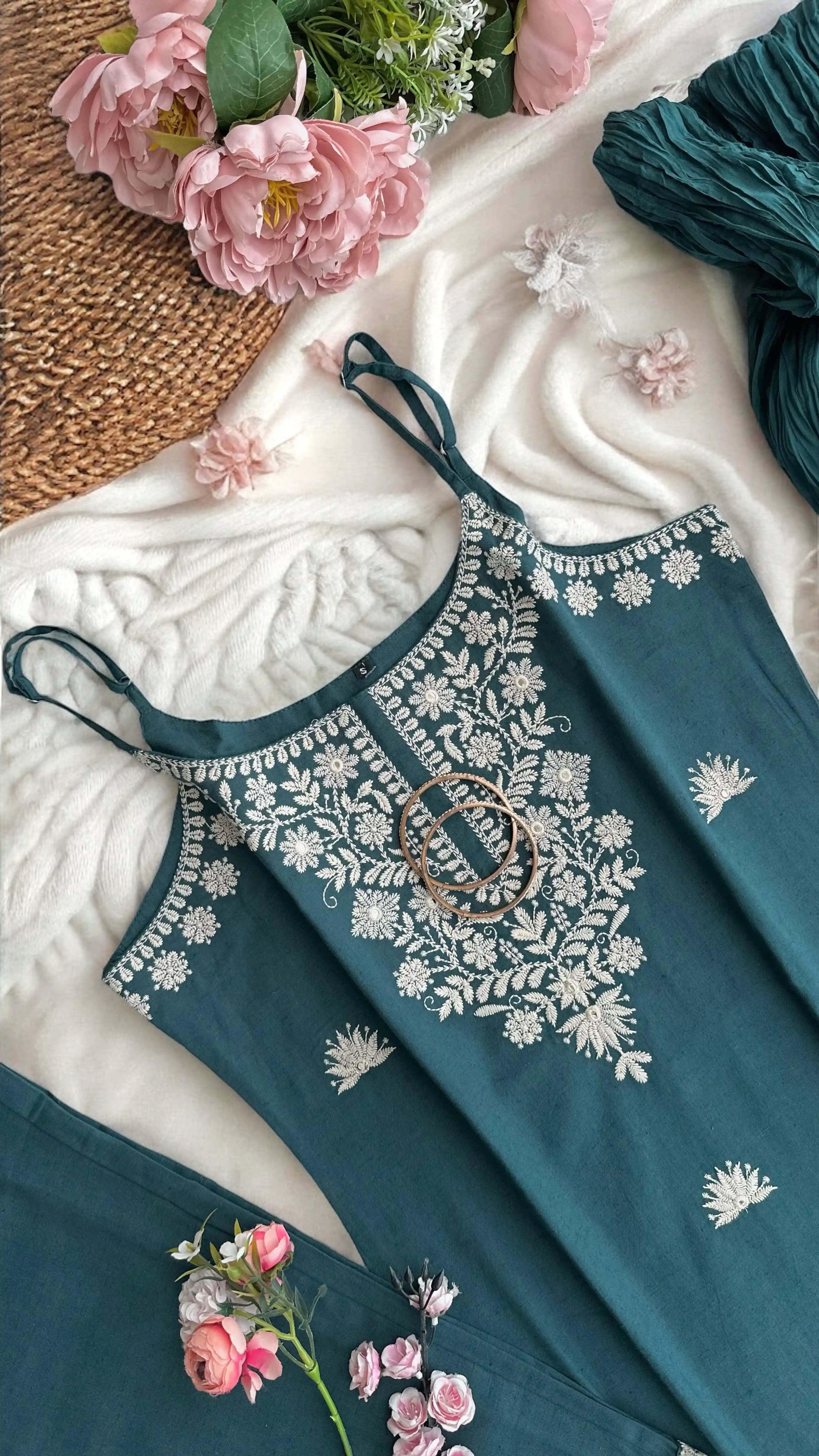Deep Teal Embroidered Meher Suit