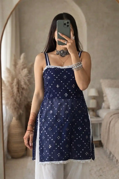 Blink Blue Embroidered Gulnaz Kurta