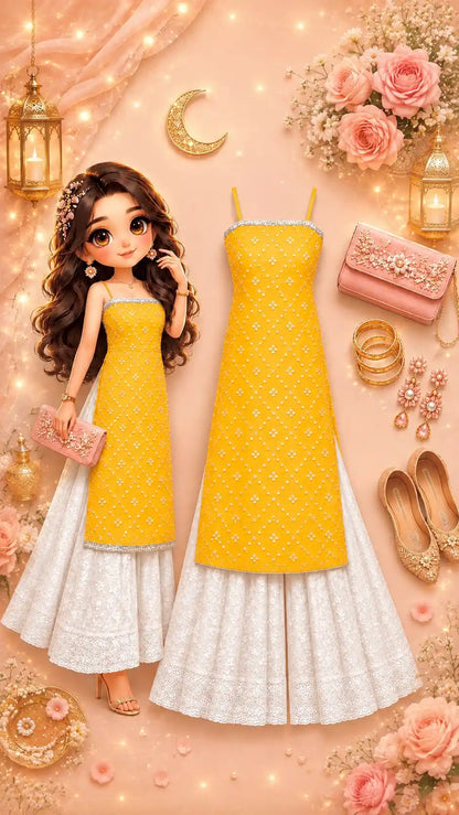 Charm Yellow Mirror Gulnaz Kurta