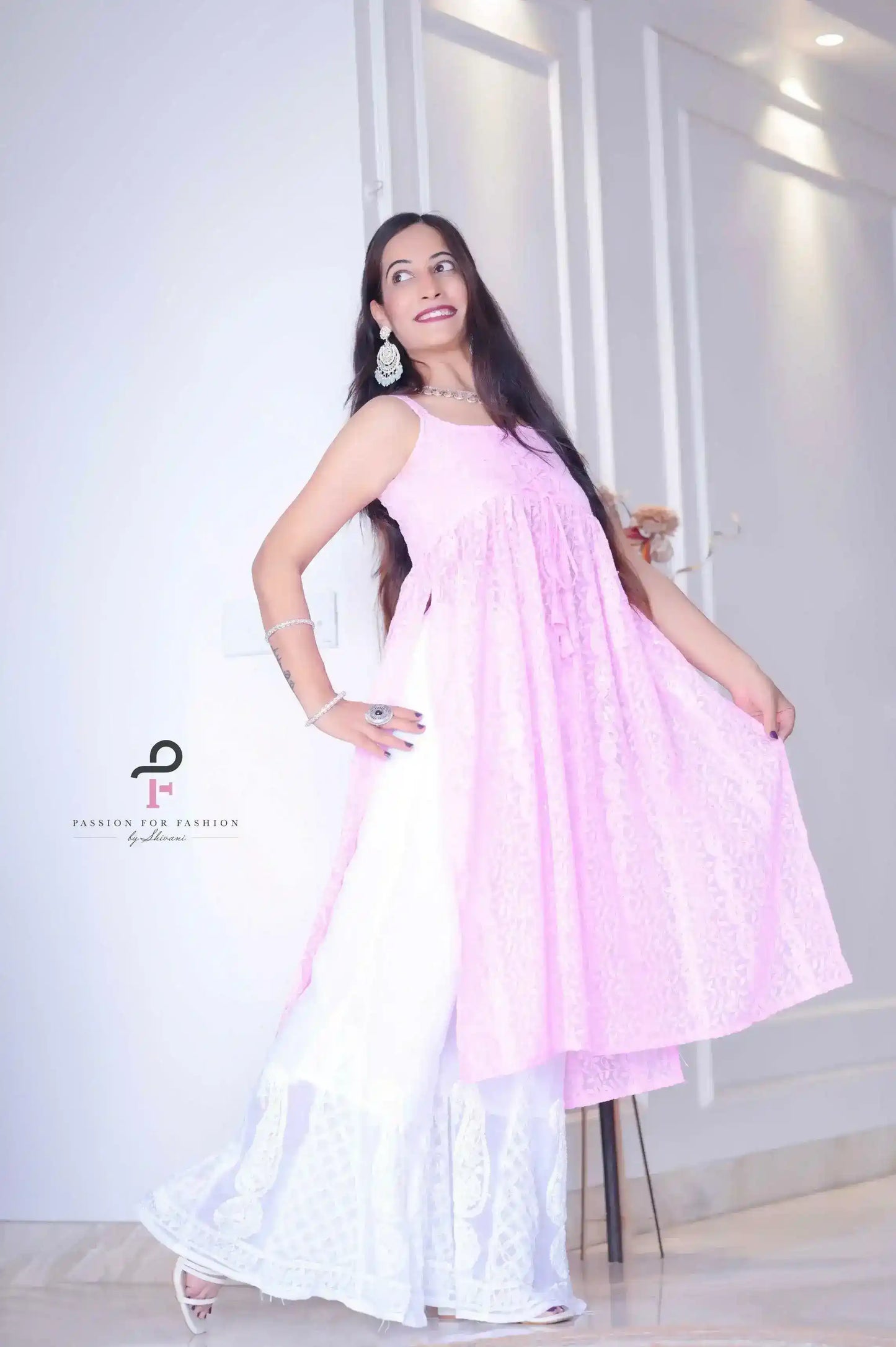 Blush Pink Dori Gulnaz Embroidered Kurta