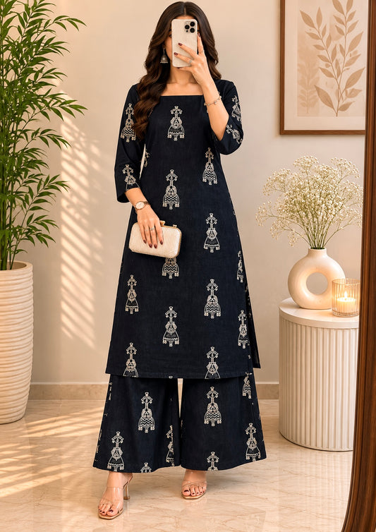 Meher Indigo Ethnic Print Kurta Set