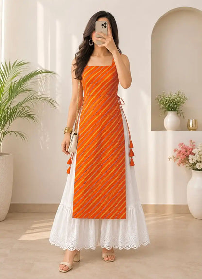 Blush Lehriya Mulmul Gulnaz Kurta