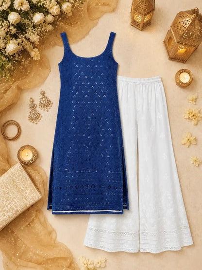 Blue Sequence Gulnaz Short Kurta