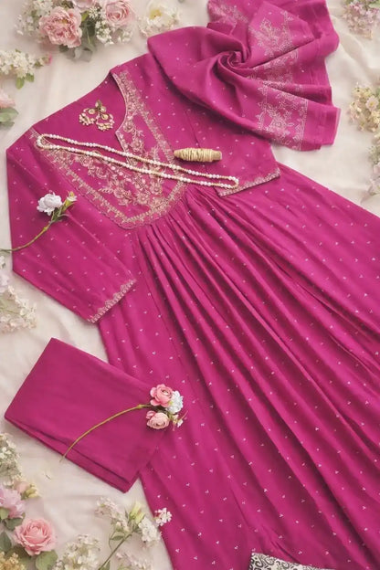 Embroidered Purple Suit Set