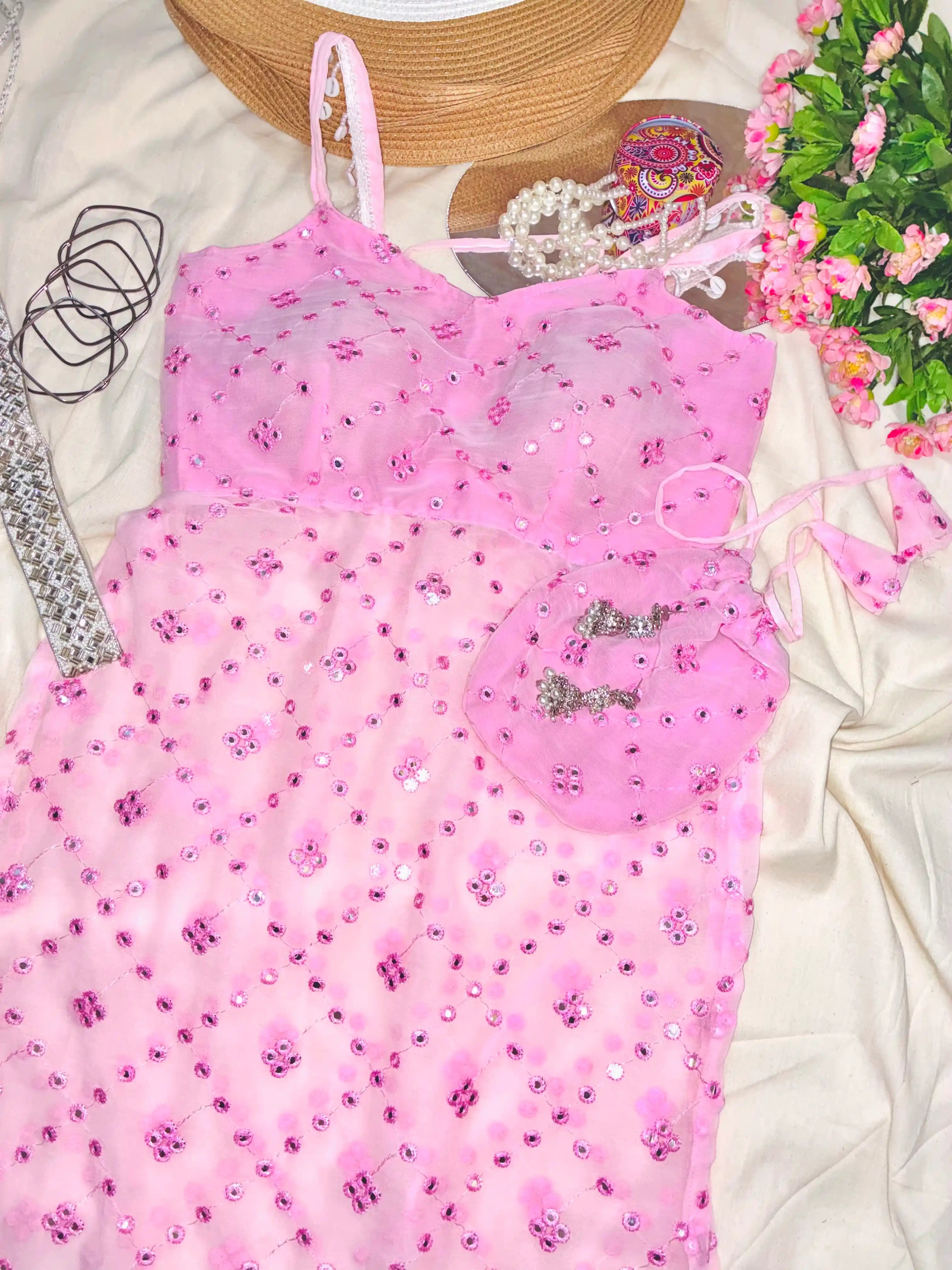 Blush Pink Gulnaz Embroidered Kurta