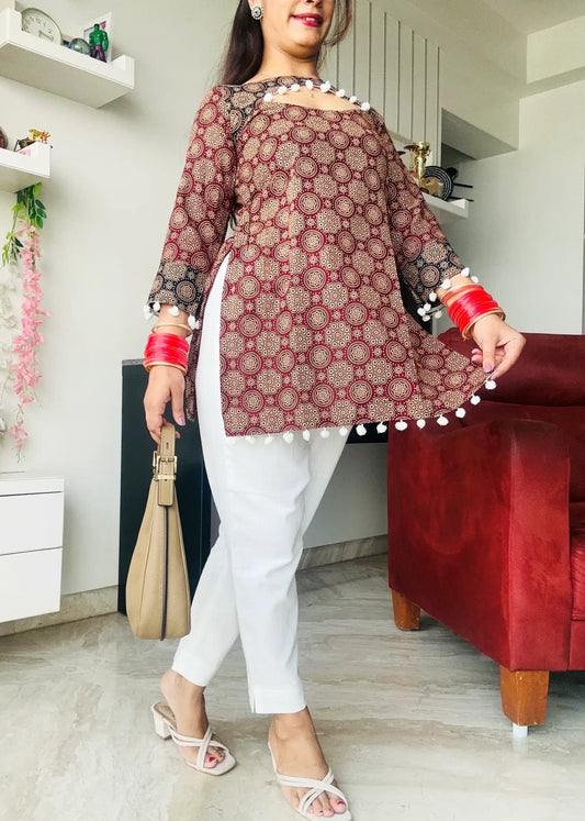 Classic Rust Ajrakh Kurti