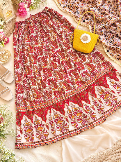Jaipuri Paisley Flare Twirl Skirt