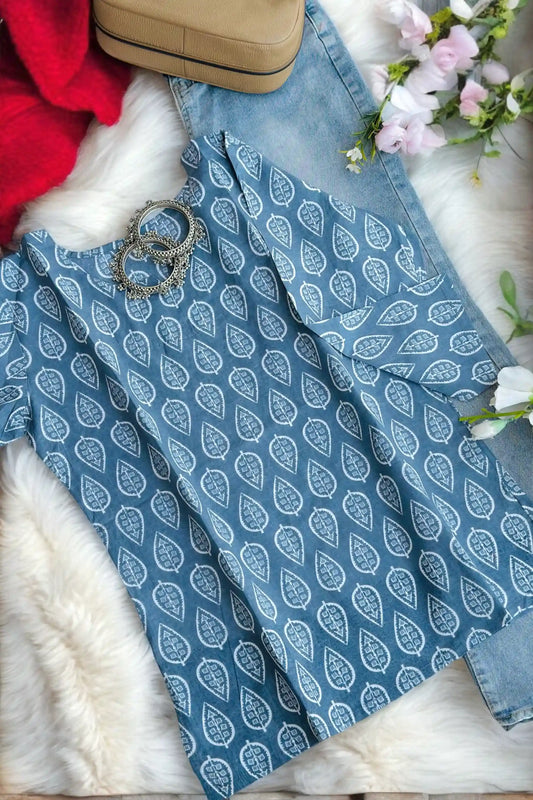 Classic Grey Block Short Kurta