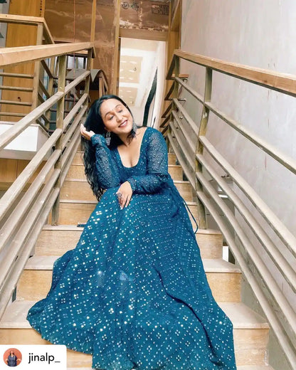 Jinal's Gulnaz Embroidered Twirl Anarkali