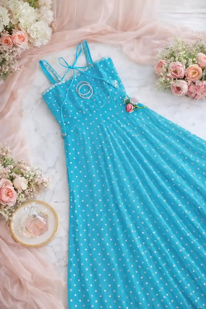 Blue Blush Gotta Gulnaz Anarkali
