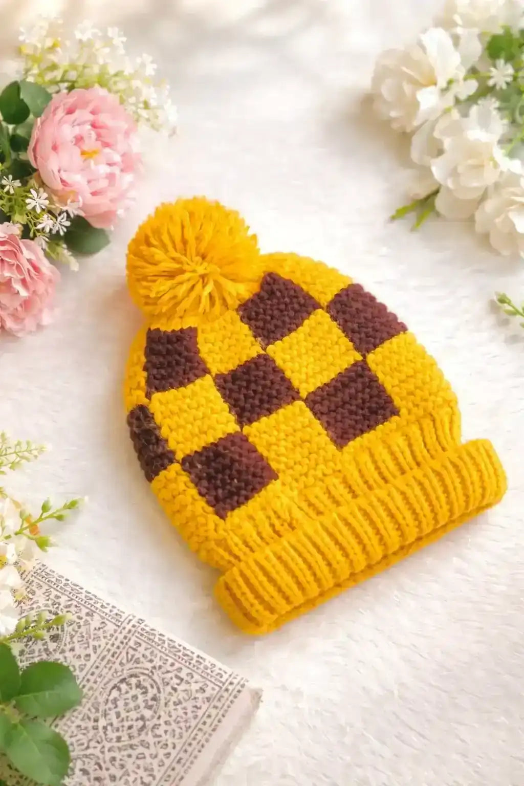 Handcrafted Mustard Knitted Wool Cap