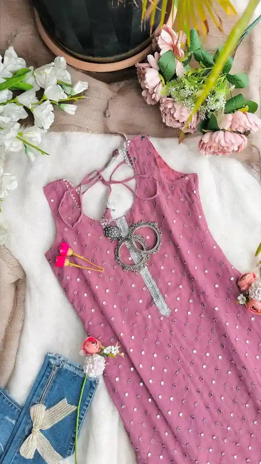 Blossom Peach Mirror Gulnaz Kurta