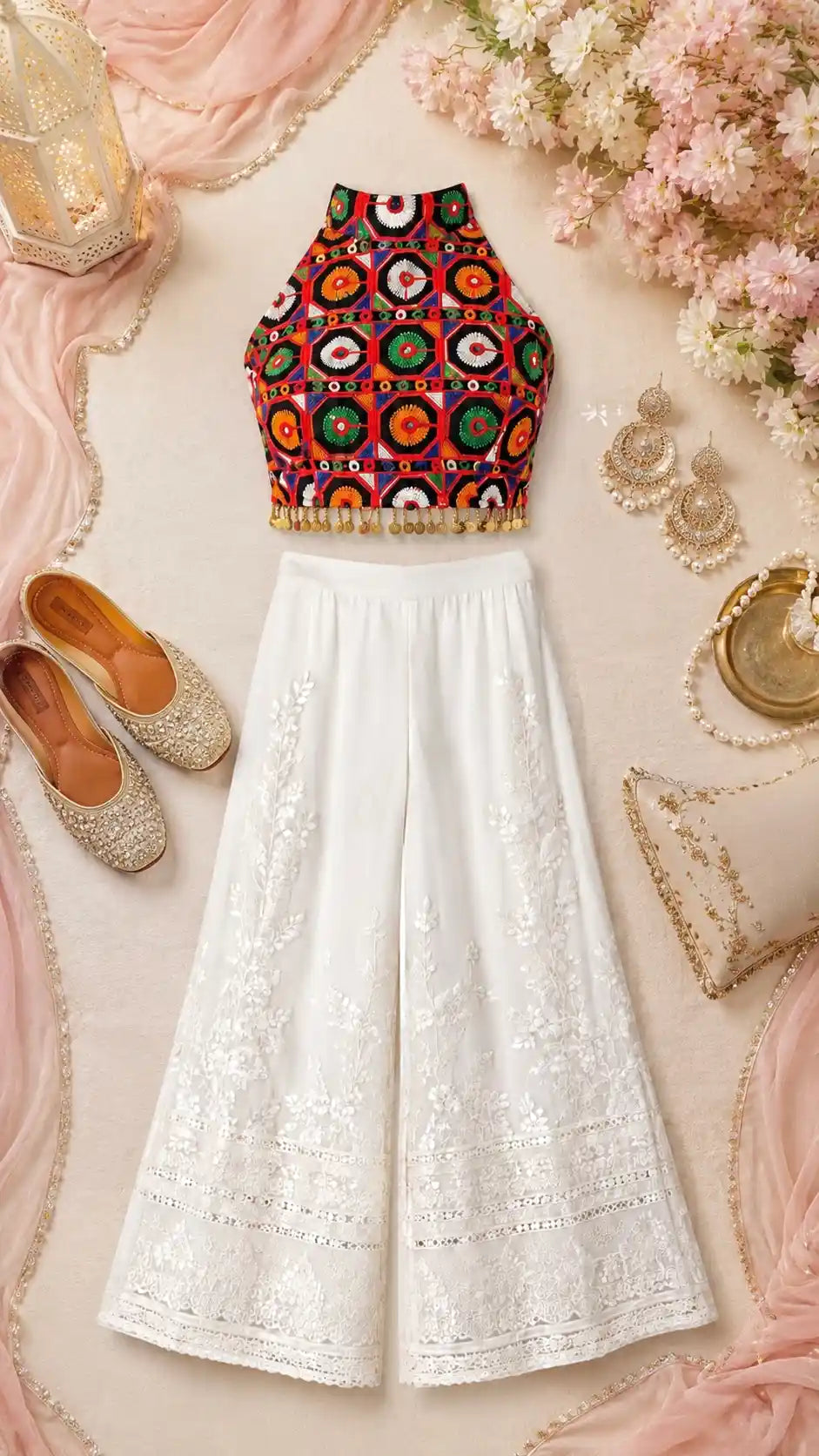 Embroidered Mandala Crop Top