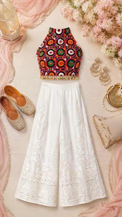 Embroidered Mandala Crop Top