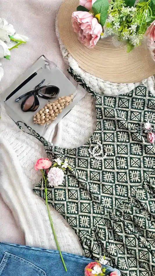 Green Escape Peplum Top