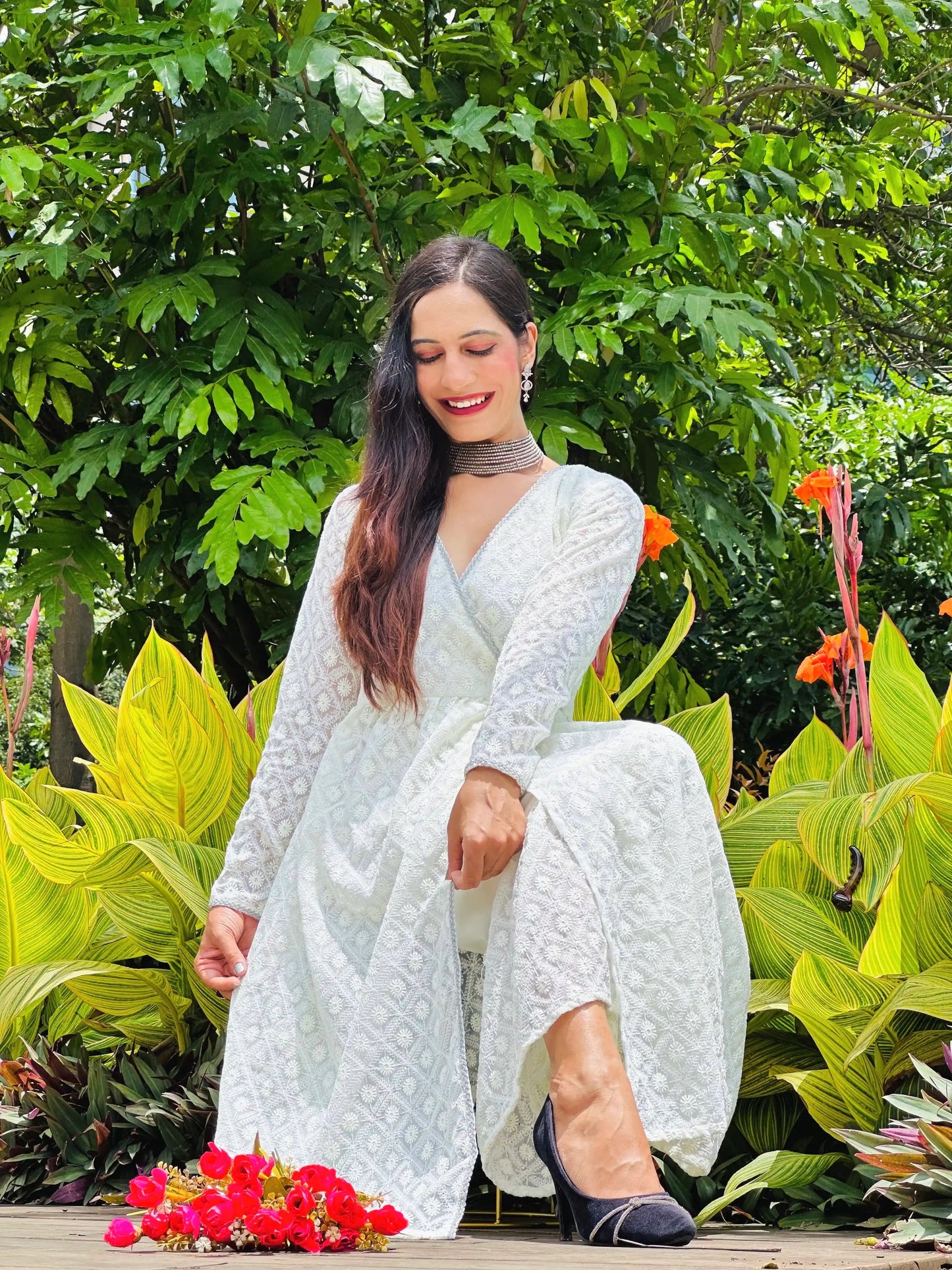 Whimsical Cream Angrakha Gulnaz Kurta Set