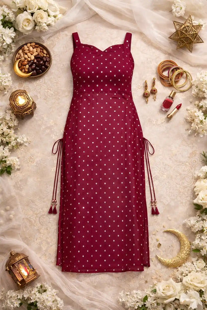 Wine Sweetheart Mirror Gulnaz Kurta